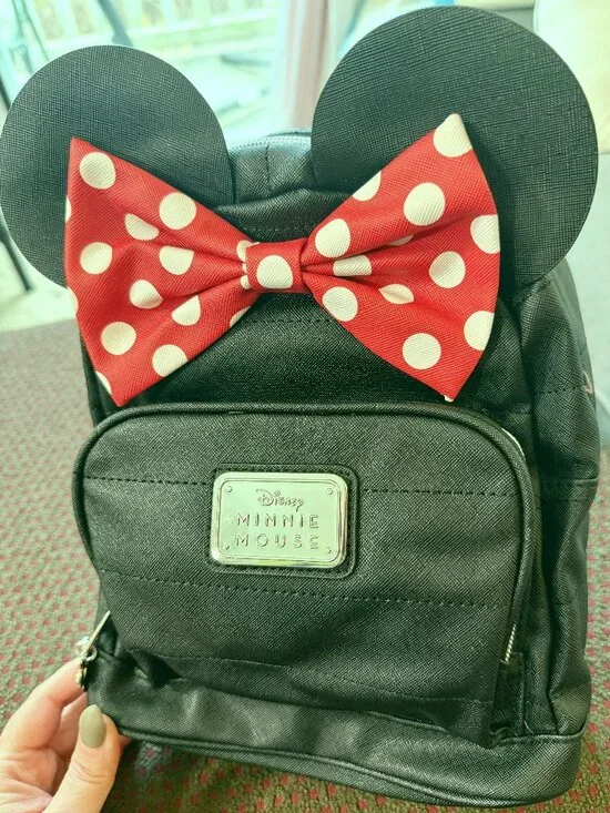 Disney Minnie Mouse Mini Backpack Black Quilted Ears Bow NWT - Picture 1 of 14